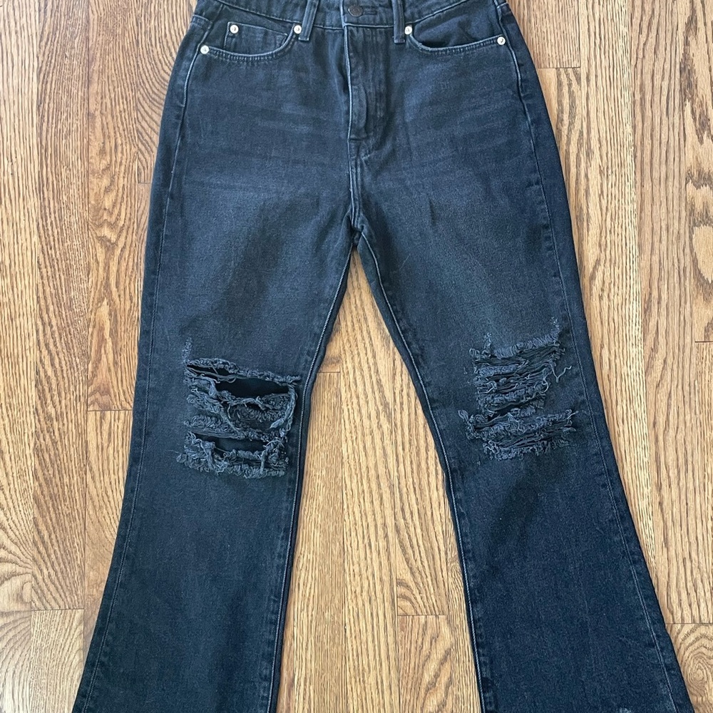 Urban Outfitters BDG Wilco Black Distressed Crop Flare Jeans